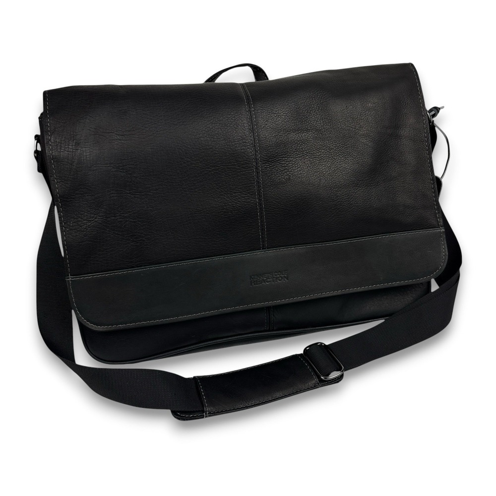 Kenneth Cole REACTION "Come Bag Soon" Messenger Genuine Leather 16x12x3 NWT $300